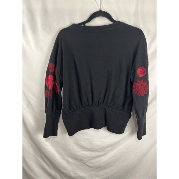 Anthropologie Maeve Embroidered Floral Cotton Sweatshirt Womens Sizes S - Picture 6 of 9